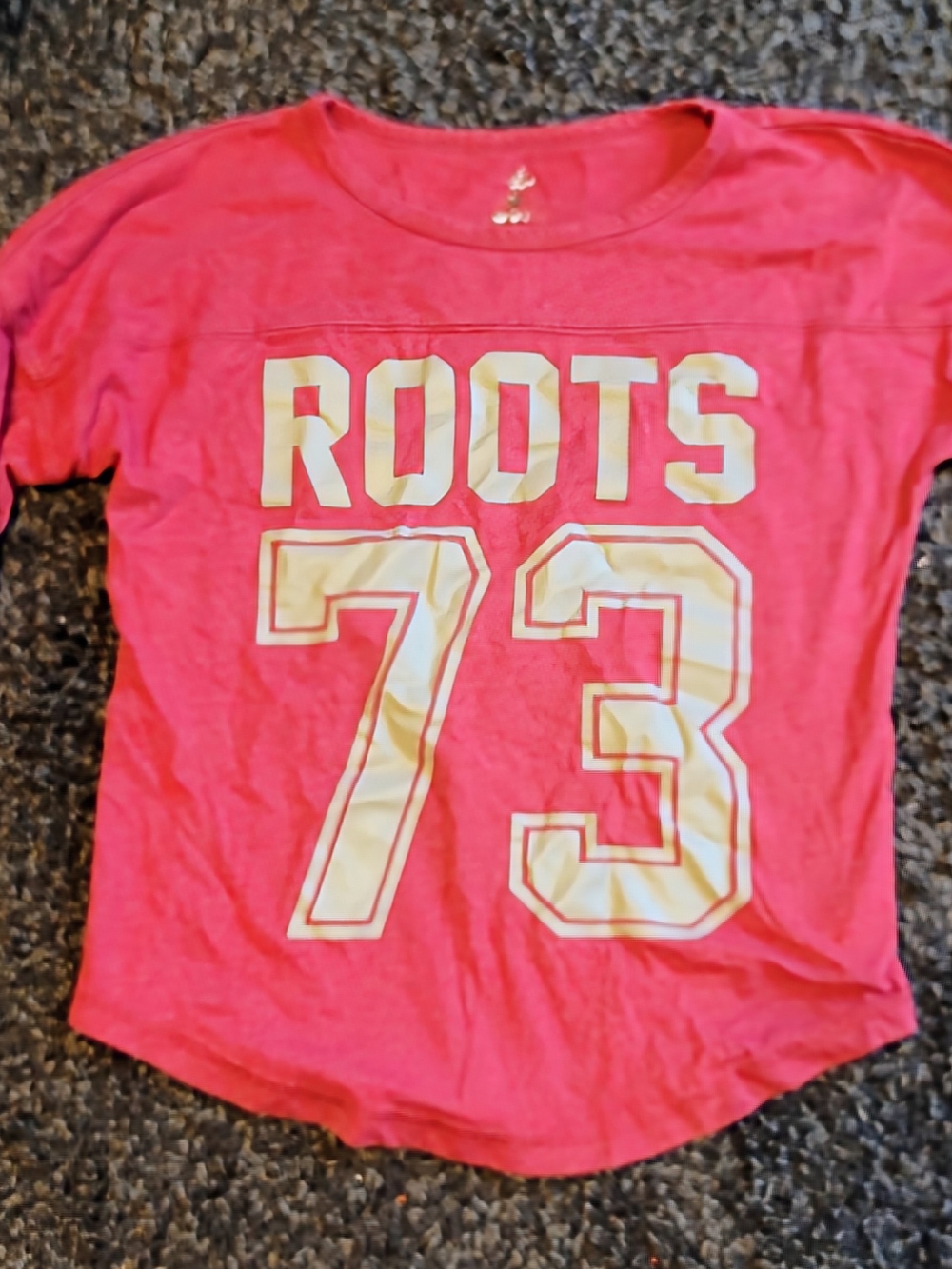 Roots Hot Pink Long Sleeve Graphic Tee with White '73'